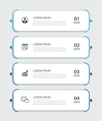 Wall Mural - 4 infographics data rectangle tab index template. illustration business abstract background.
