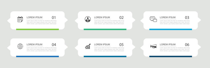 Wall Mural - 6 infographics data tab index template. illustration business abstract background.