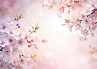 Wall Mural - soft pastel hues of cherry blossoms blend with delicate floral patterns on a white background