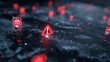 © Muntazim - A digital world map illuminated by glowing red alert icons, representing data security and cyber threats.