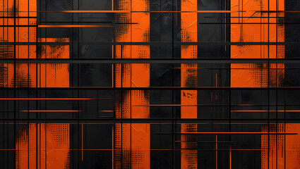  Abstract black and orange textured background with line patterns 
