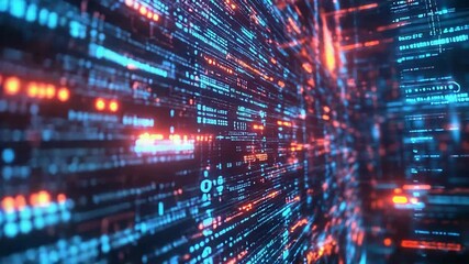 Digital information flows through cyberspace creating a technological tunnel