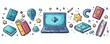 © Georgii - Flat cartoon illustration of education and technology items surrounded by creative icons