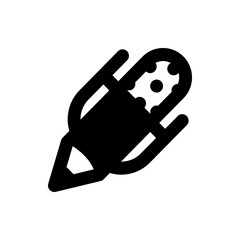 Poster - A black and white icon depicting a stylized pencil with eraser and side clips on a white background image