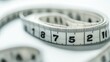 © Mst 73 - Close up of a white coiled measuring tape isolated on a bright background