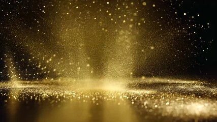 Wall Mural - golden particles create a shimmering effect, resembling a magical explosion in a dark setting