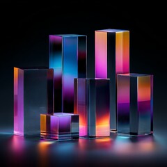 Wall Mural - abstract geometric arrangement of colorful glass blocks