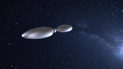 Wall Mural - Futuristic spaceship gliding through a starry galaxy, captured from a low-angle shot. Perfect for a sci-fi video scene, emphasizing exploration.