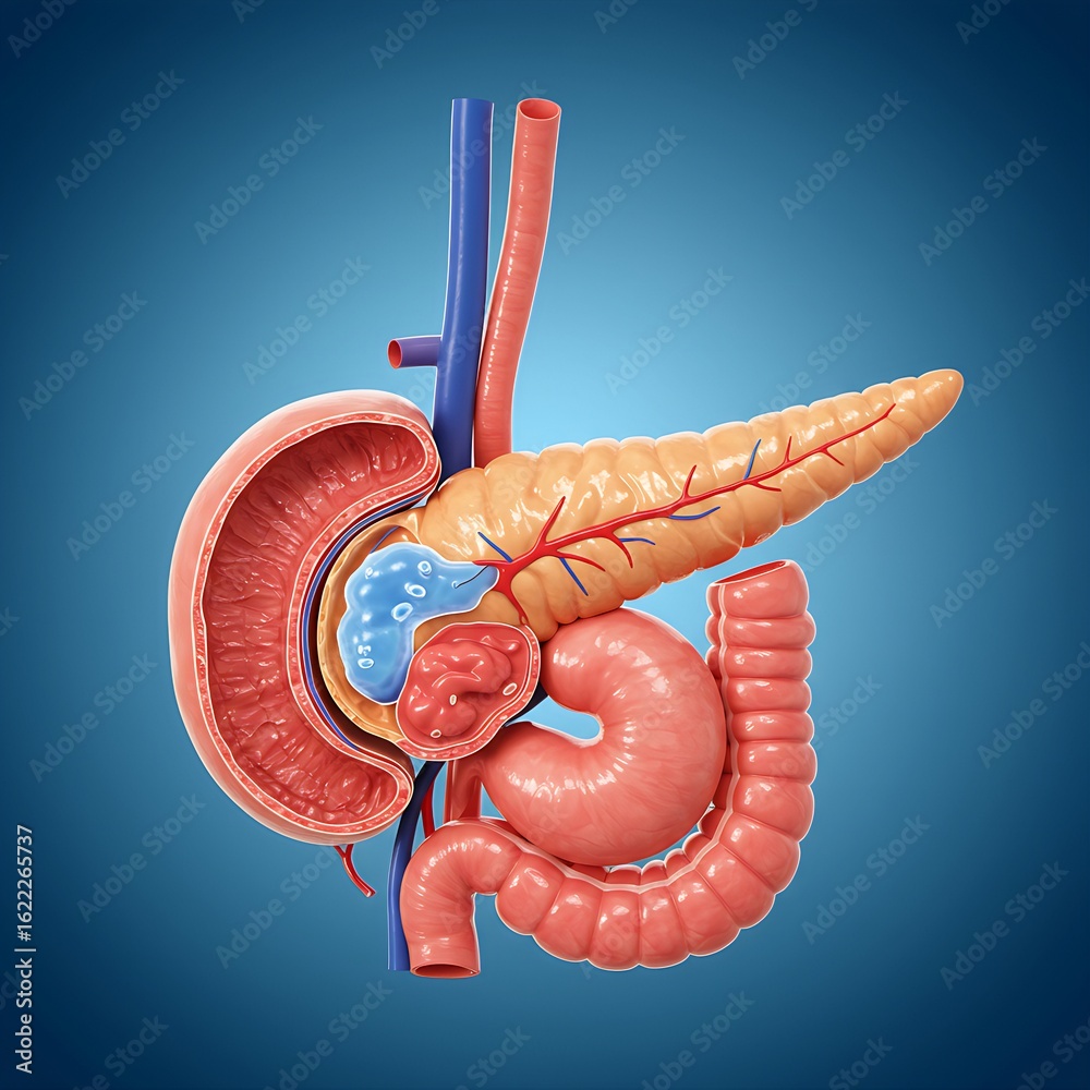 Diagram Of Duodenum And Pancrease human pancreas and duodenum, highlighting the bile duct entrance into ...