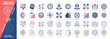 © Genestro - Resources Management icon set. Resources, Information Technology, Automation, Human Resources, Project, Inventory, Skills, Development. Duotone color solid and editable outline icons