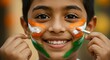 © Zohaibzahid  - Young Indian boy with face painted in the colors of the Indian flag, celebrating Republic Day or Independence Day