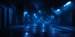 © Chintan - erie Urban Alley Illuminated by Blue Lights in a Mysterious Night Atmosphere