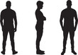 © Curto - vector; silhouette of back side and front view of same young man standing