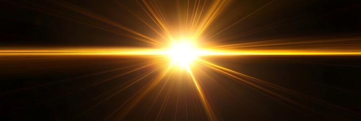 Wall Mural - golden light burst radiating through darkness, a majestic display of sunlike flare and beams