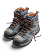 © Moiseieva  - pair of hiking boots with laces, outdoor gear isolated on white