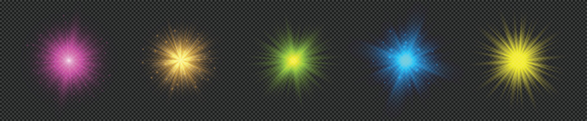 Wall Mural - set of light effects of lens flares