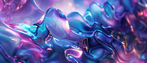 Wall Mural - Iridescent Reflections Fluid, liquid metal forms wallpaper.