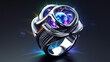 © aq - Futuristic jewelry ring design silver metal orb galaxy space aesthetic fashion accessory style modern art