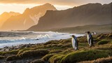 Kerguelen Islands Sunrise Penguins Coastal Plateau