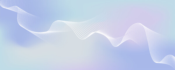 Poster - White wavy lines abstract background - smooth curved stripes, dynamic swooshes. Futuristic minimalist graphic design.