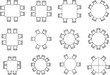 © Authentic - Collection of top down views of various dining table and chair arrangements for event planning and interior design