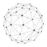 Network connections concept. Geometric sphere with lines and dots isolated on transparent background