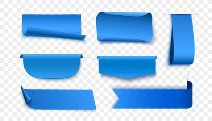 Wall Mural - set of blue blank ribbons, tags, badges and labels isolated. vector illustration