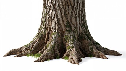 White background featuring a tree trunk highlighting its natural texture and development, suitable for ecological and educational themes.