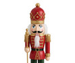 © Gustav - Detailed Christmas Nutcracker Ornament in Red and Gold, Holiday Decor Accent, Vintage Wooden Toy Soldier Decoration
