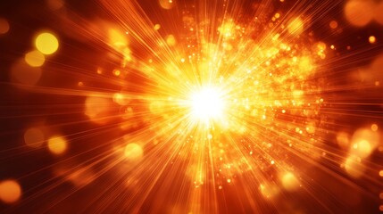 Wall Mural - golden sunburst illumination with radiant rays, captivating bokeh effect and vibrant energy release