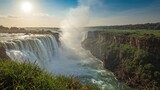 Breathtaking panorama of a majestic waterfall