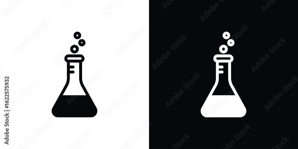 Flask icon silhouette collection in black and white flat solid versions ...