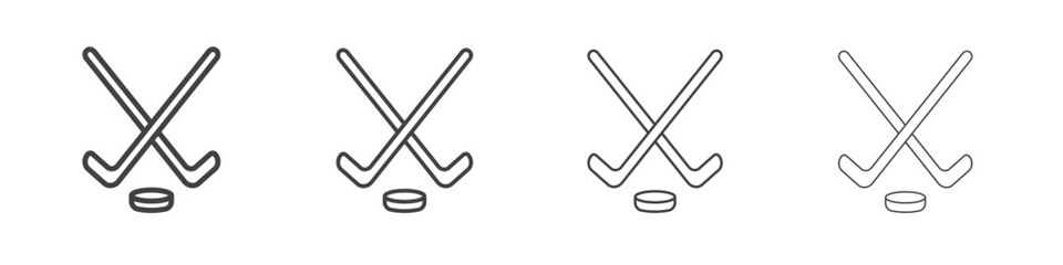Hockey sticks icon vector collection, illustration logo template in trendy thin line editable strokes style.