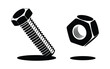 © MDANTOR - Black and white illustration of a bolt and nut on a white background