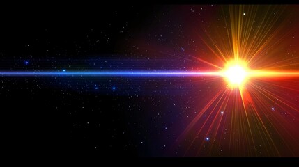 Wall Mural - A Cosmic Symphony of Colors A Light Burst in Dark Space with Radiant Filaments Across the Nebula