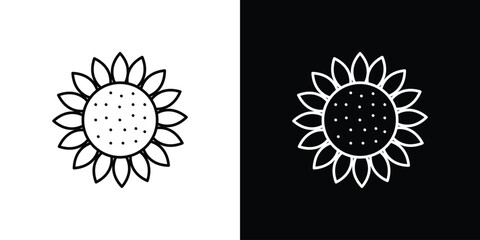 Sunflower icon vector logo outline. thin line symbols