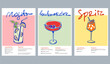 © Astra Rosen studio - Hand-Drawn Ink Cocktail Posters – Mojito, Boulevardier, Spritz – Italian Dolce Vita Style