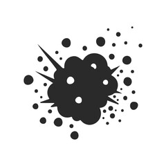 abstract explosion icon with black cloud and dots on white background