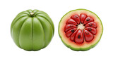 Vibrant Garcinia Cambogia Fruit Whole and Cross Section Render.
