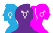 © antoniofrancois - World sexual health day. Man, woman, Third gender and sex concept. Concept of gender, health and development. Symbol of transgender on color background