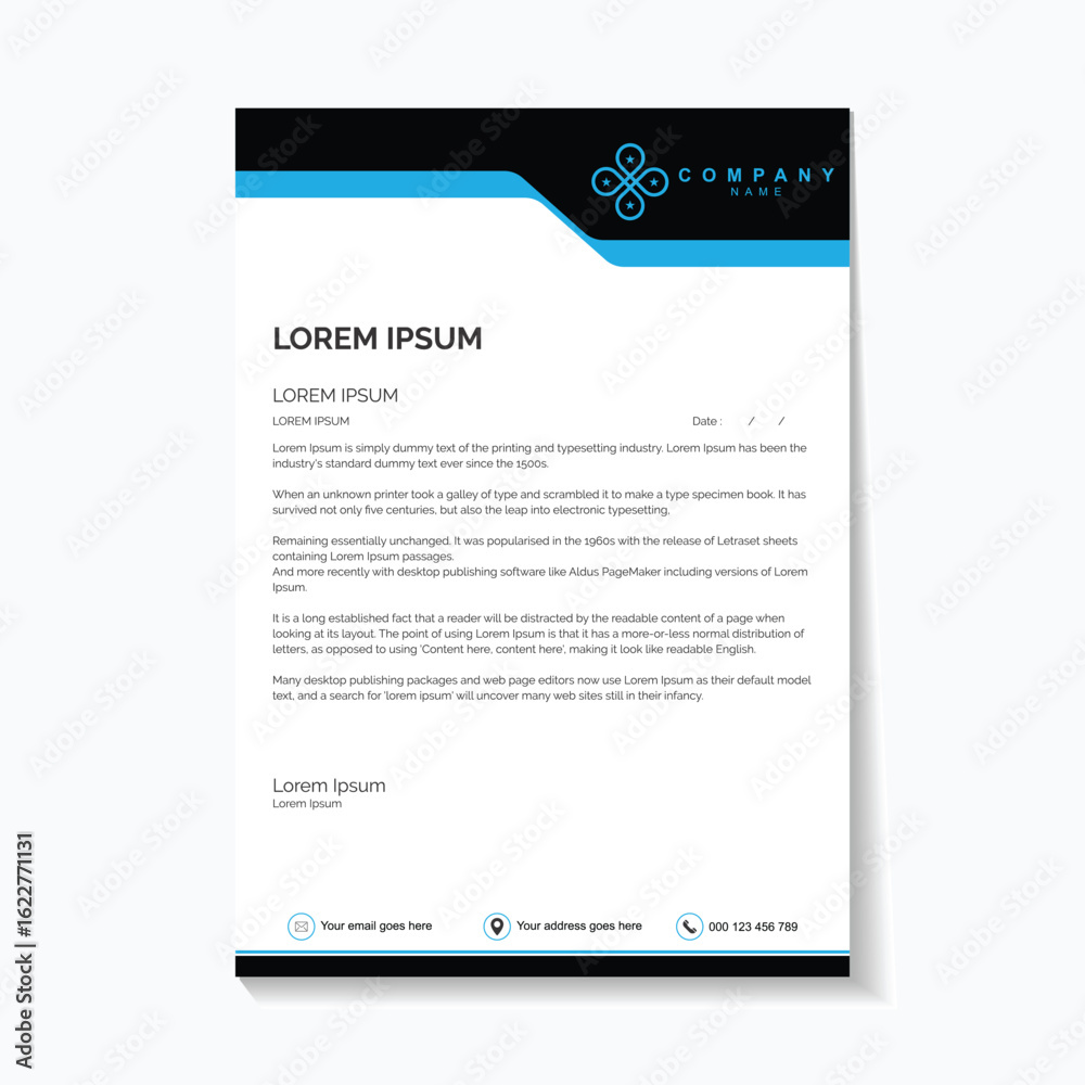 Professional blue letterhead template for stylish business ...