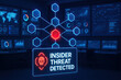© Moonroad - Insider threat detected warning on digital screen highlights cyber security risks and crime threats in network systems protecting data from unauthorized access and breaches