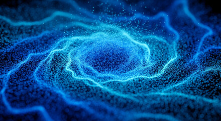 Abstract blue particle wave texture, creating a dynamic and energetic appearance, symbolizing technology, innovation, and digital flow, ideal for tech or futuristic concepts