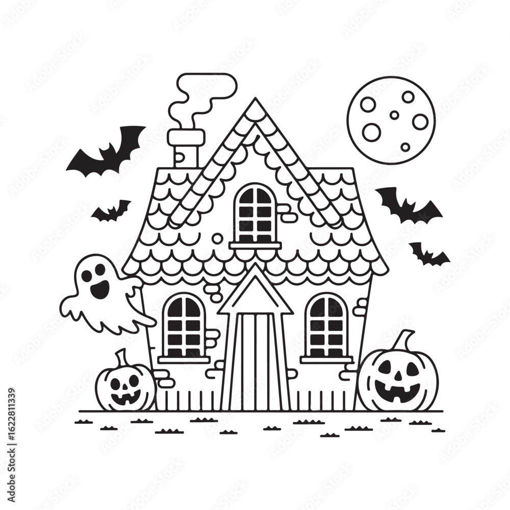 Стоковое векторное изображение «Bold and Easy Cozy Halloween Coloring ...