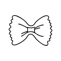 Wall Mural - Bowtie pasta outline illustration showing iconic farfalle shape – stock vector icon in line style
