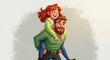 © Muhammad - Animated couple enjoying playful piggyback ride, filled with laughter and happiness