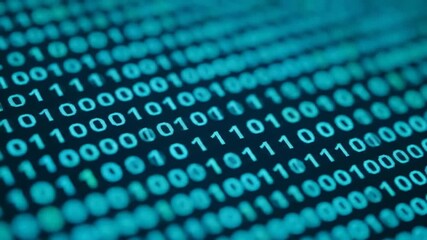 Binary code displayed on a screen