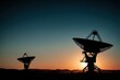 © Takalar - Silhouette of radio telescopes at sunset