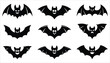 © Tania - Funny and Scary Bat Silhouette Icon Set for Halloween Vector Illustration