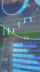 Poster - Animation of financial data and graphs over solar panels